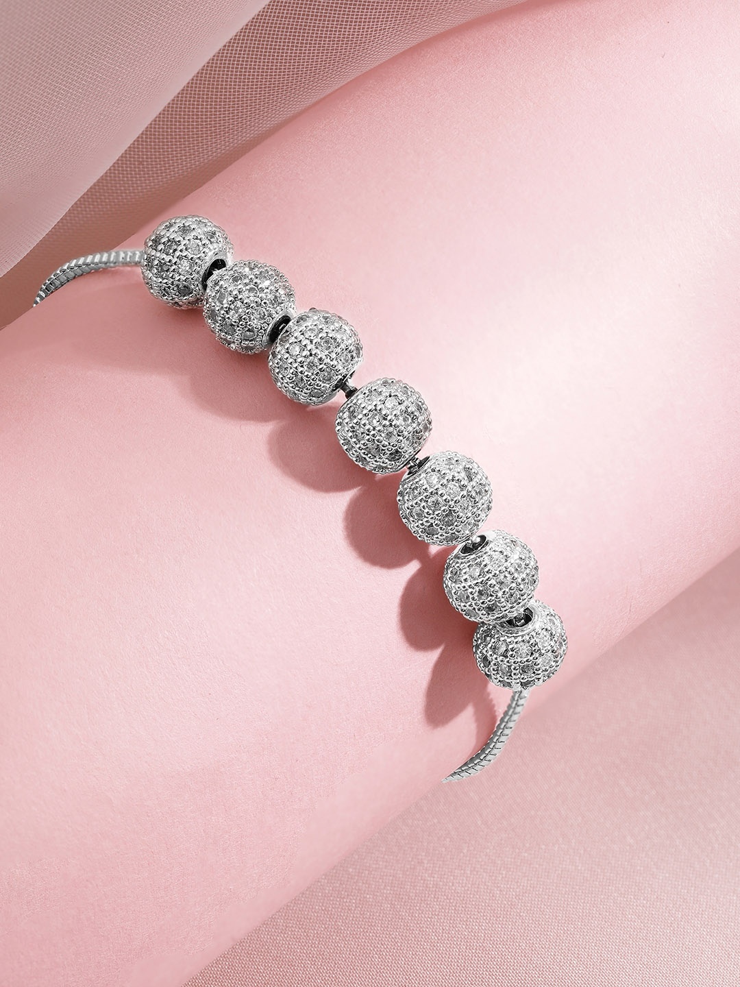 

Rubans Rhodium-Plated Cubic Zirconia Cuff Bracelet, Silver