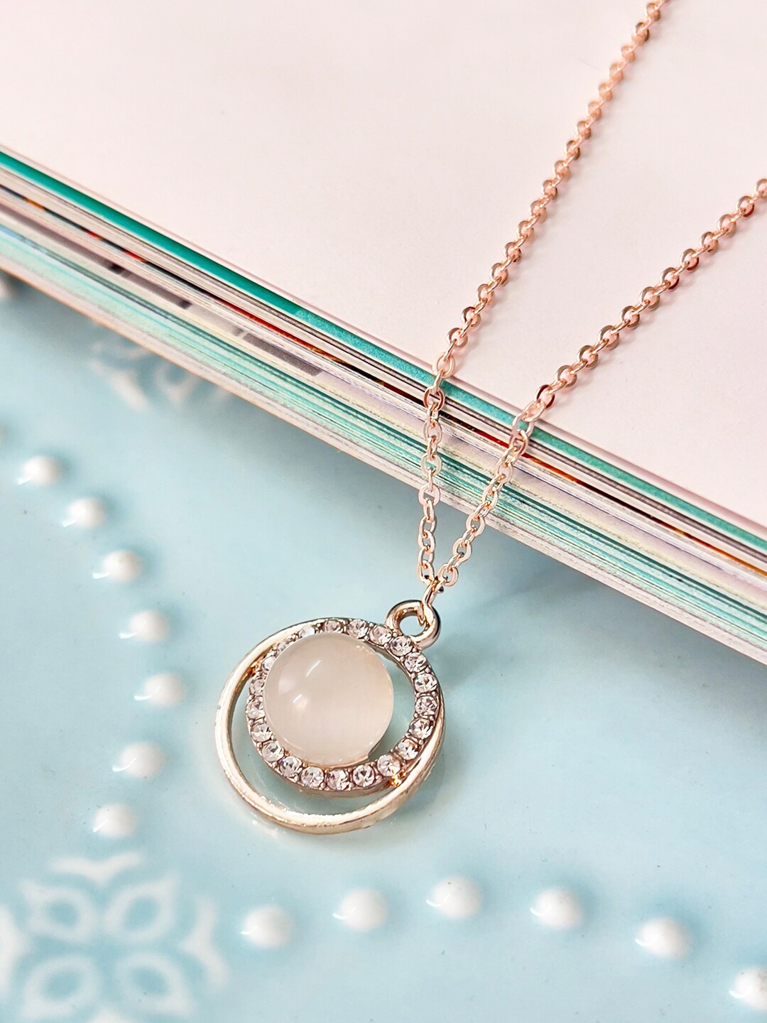 

Ayesha Rose Gold-Plated Circular Mini Pendant Chain