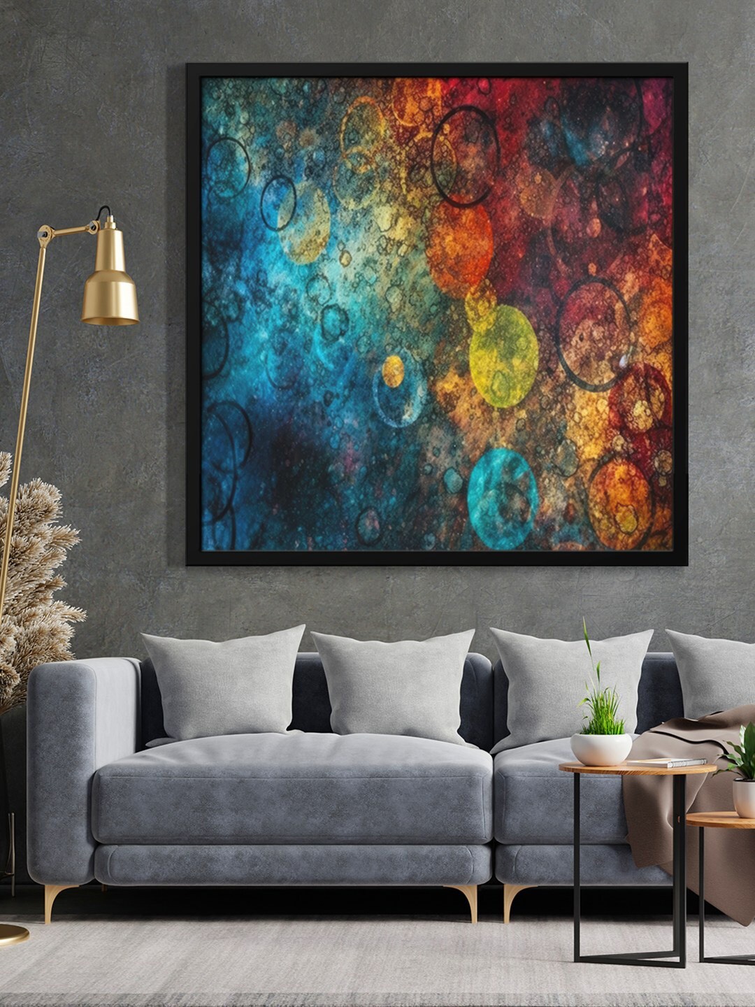 

999Store Blue & Red Printed Framed Wall Art