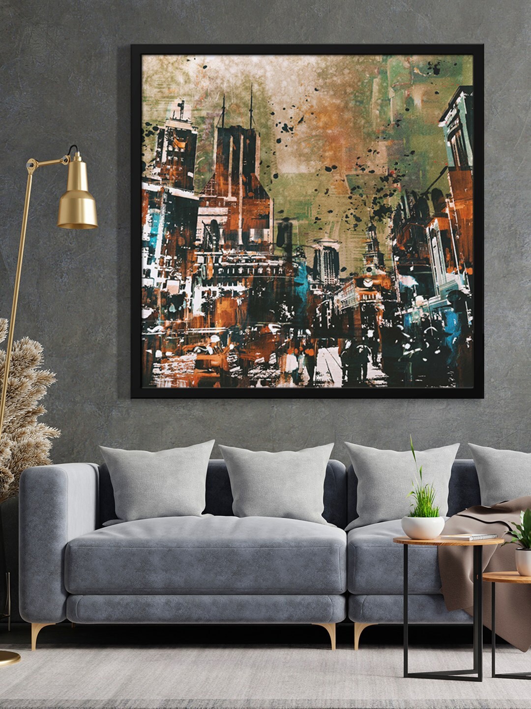 

999Store Brown & Grey Printed Framed Wall Art