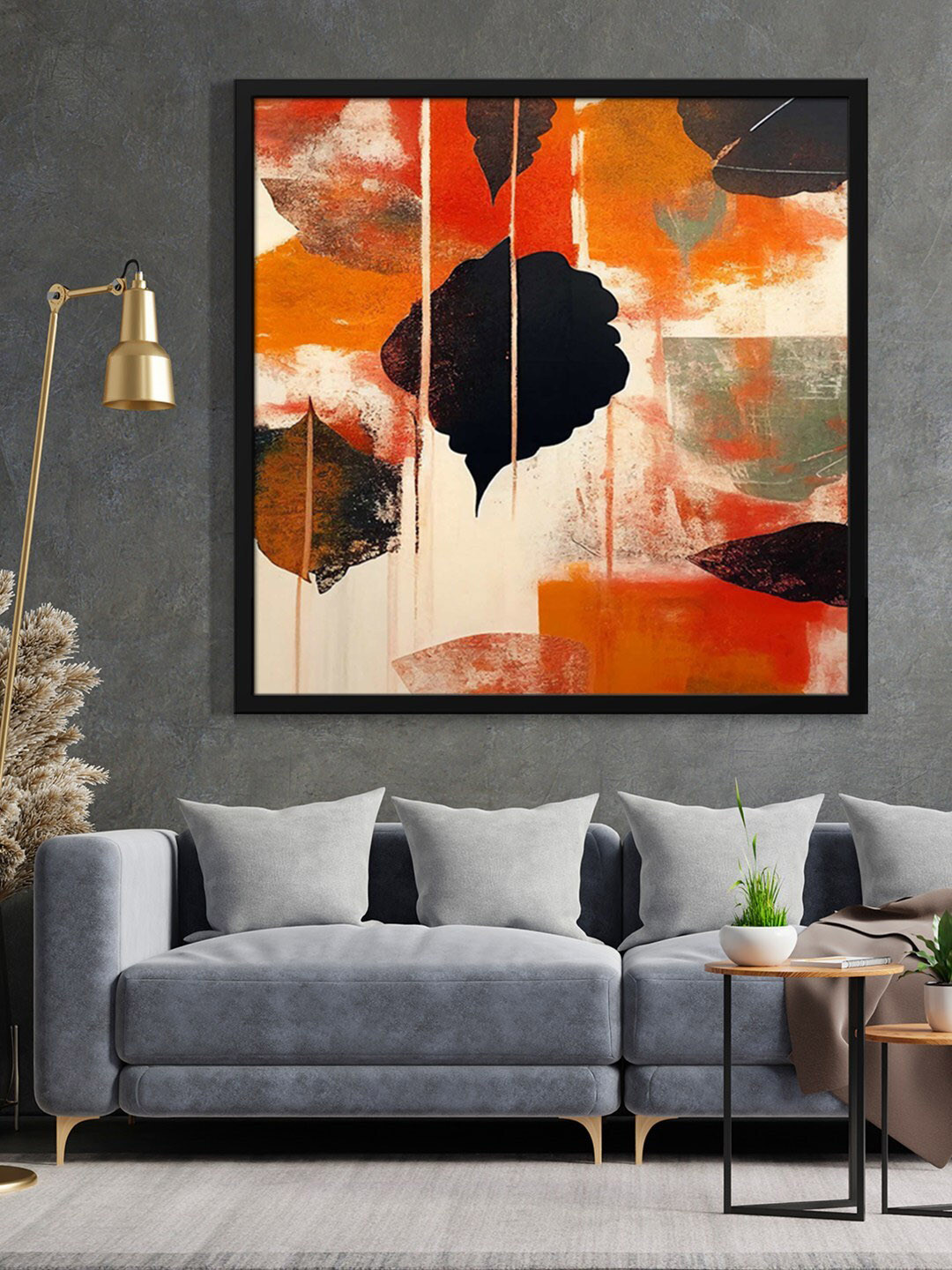

999Store Brown & Orange-Color Abstract Printed Framed Wall Art