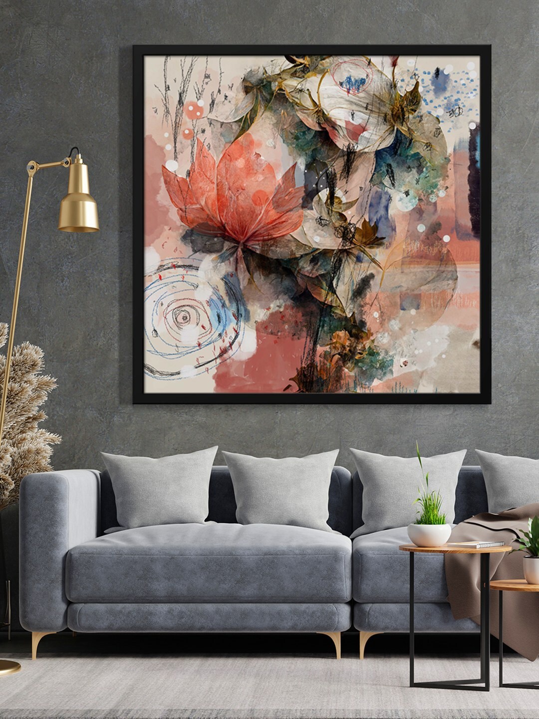 

999Store Orange-Color & Green Painting Framed Wall Art