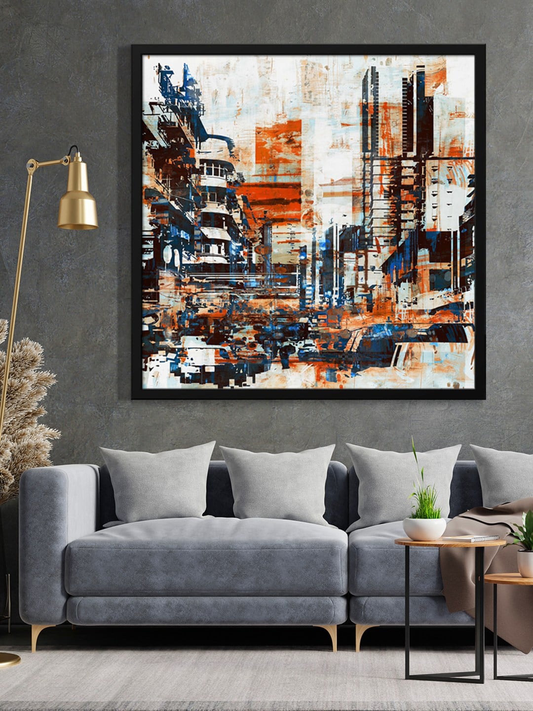

999Store White & Blue Painting Framed Wall Art