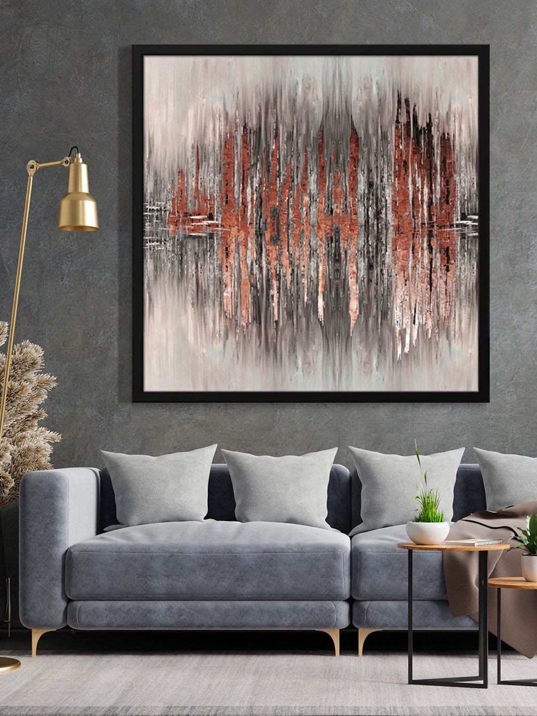 

999Store Grey & Brown Painting Framed Wall Art