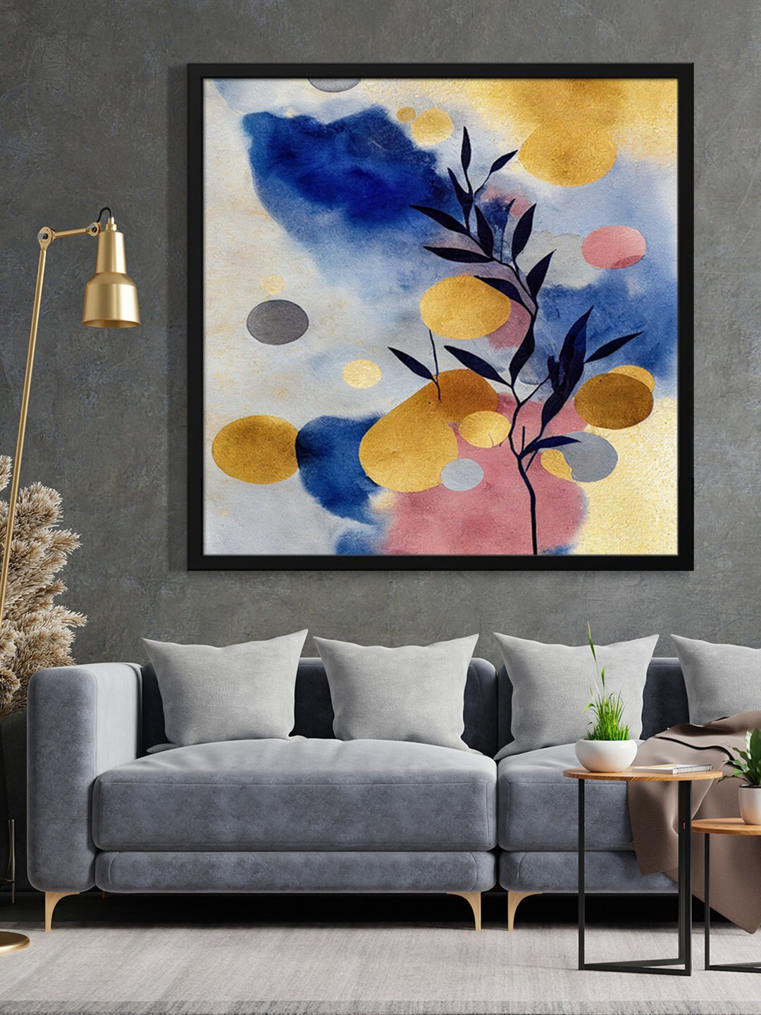 

999Store Blue & Brown Painting Framed Wall Art