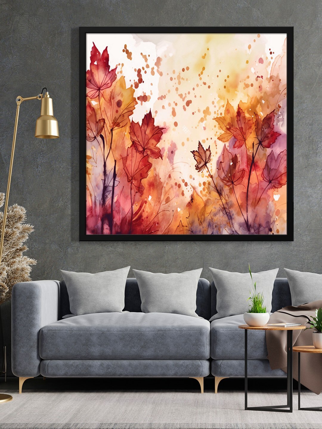 

999Store Red & Brown Floral Painting Framed Wall Art