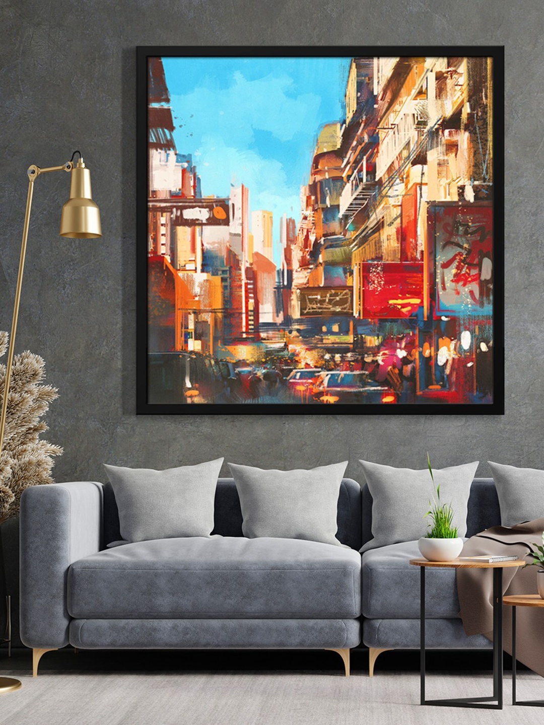 

999Store Blue & Brown Painting Framed Wall Art