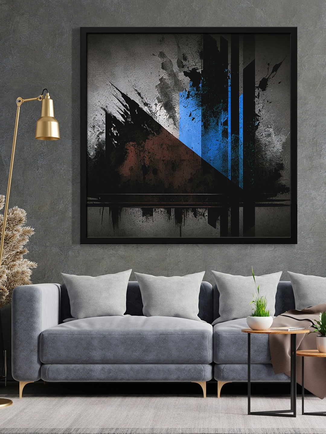 

999Store Black & Grey Abstract Painted Framed Wall Art