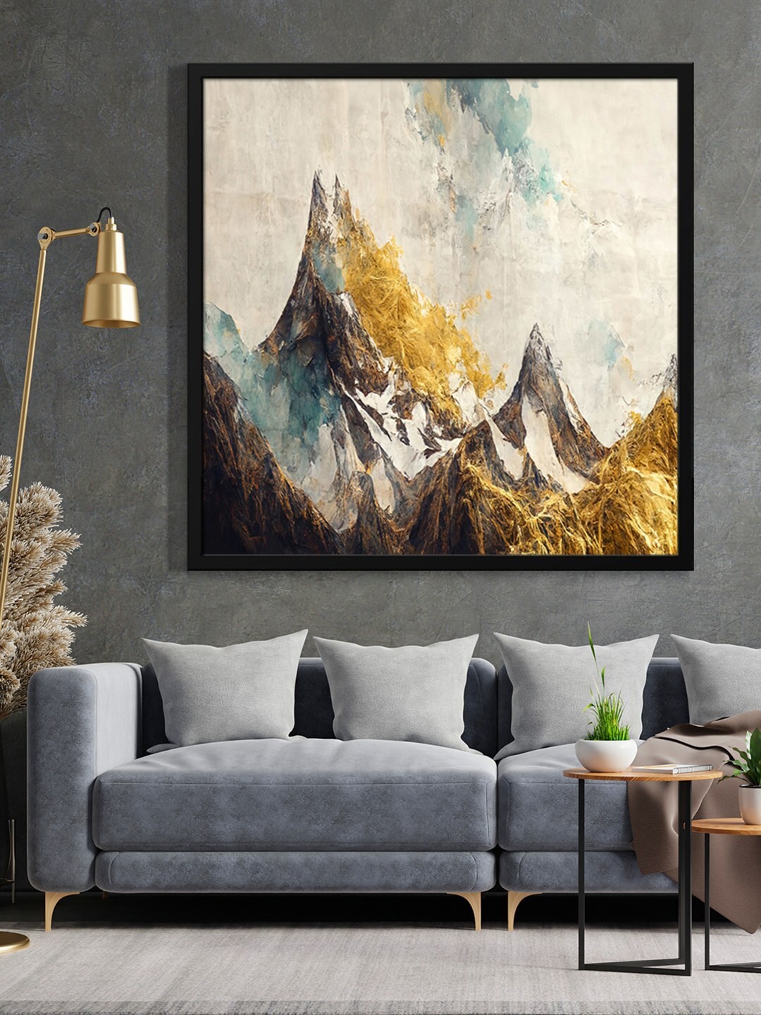 

999Store Brown & Grey Mountain Painted Framed Wall Art