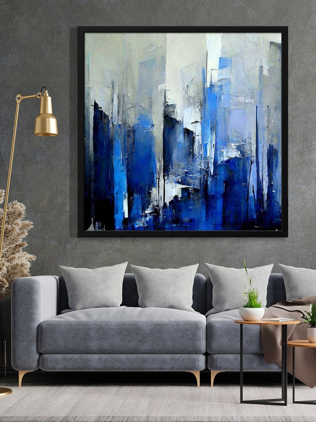 

999Store Blue & Grey Abstract Painting Wall Art