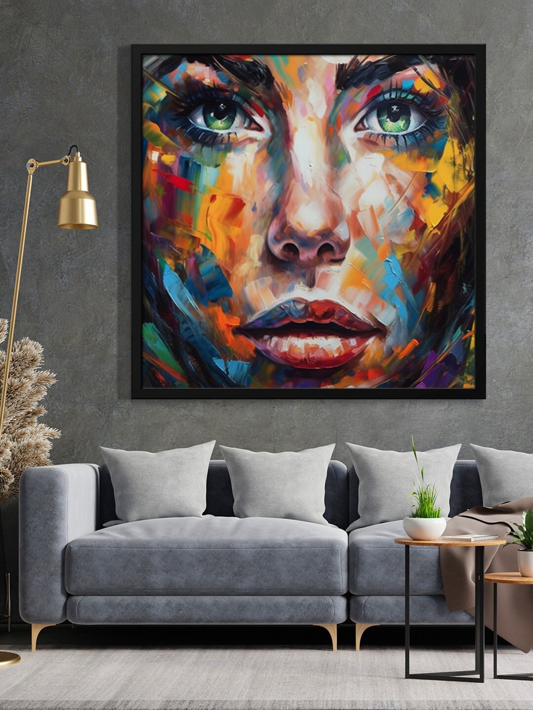 

999Store Beige Face Art Painting Wall Art