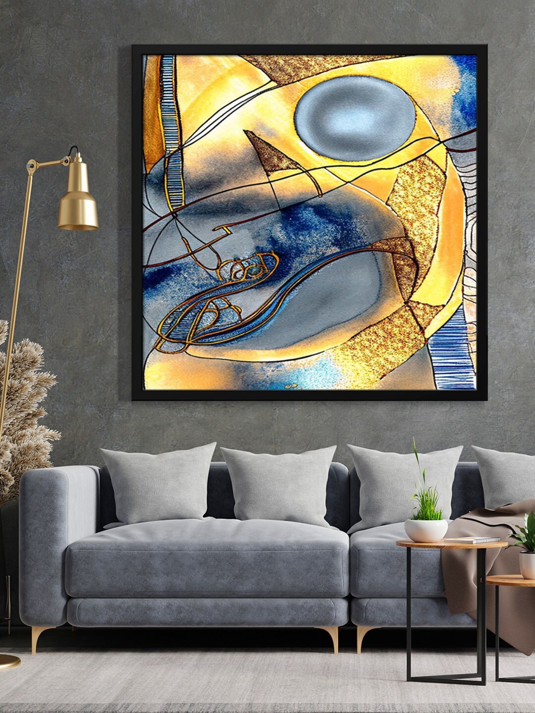 

999Store Yellow & Blue Abstract Painting Wall Art