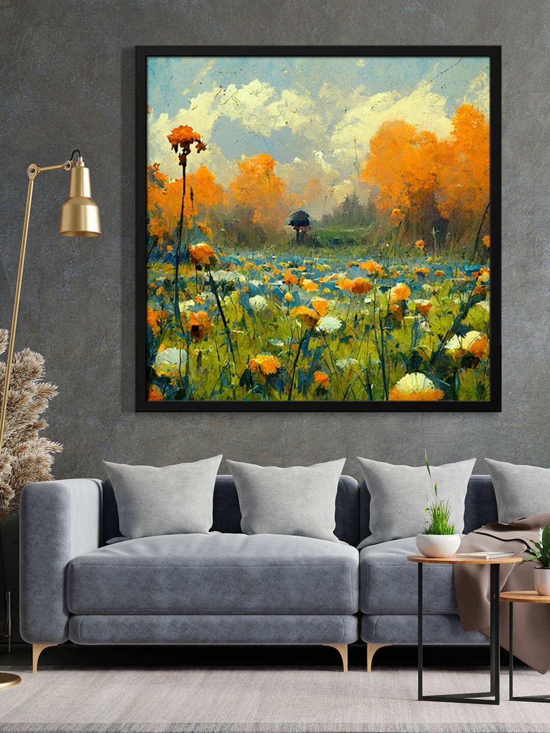 

999Store Green Tree With Flowers Painting Wall Art