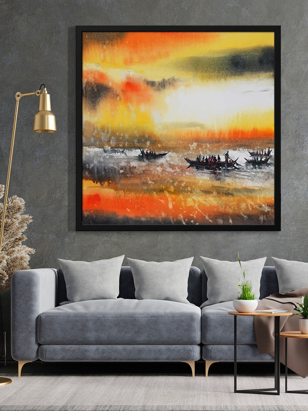 

999Store Yellow Walking A Boat Painting Wall Art