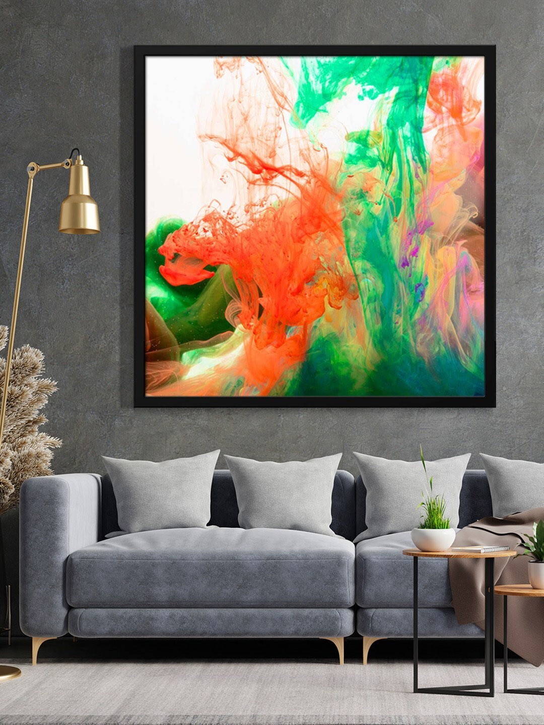 

999Store Red & Green Abstract Painted Framed Wall Art