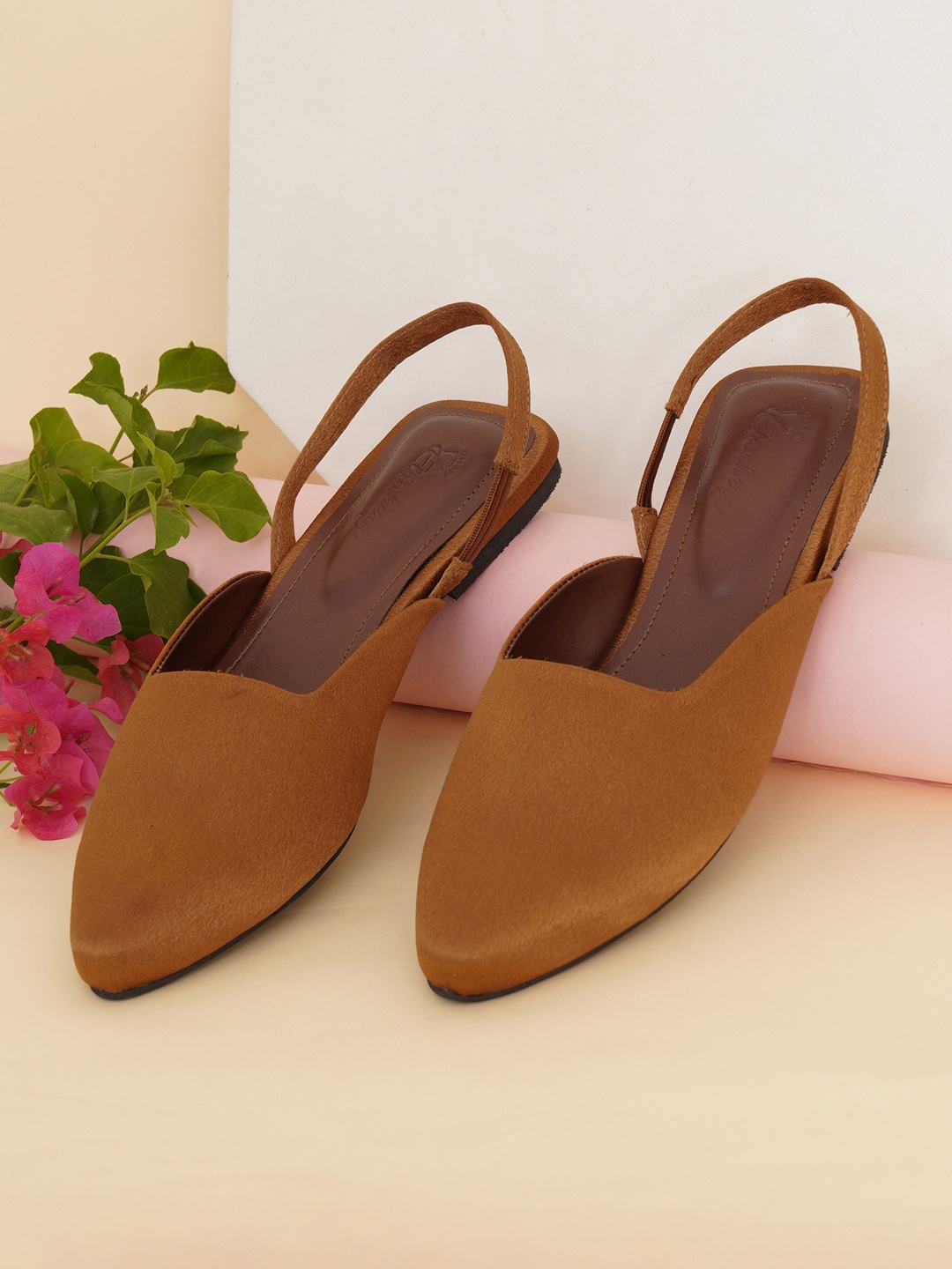 

ELANBERG Pointed Toe Sling Back Mules, Brown