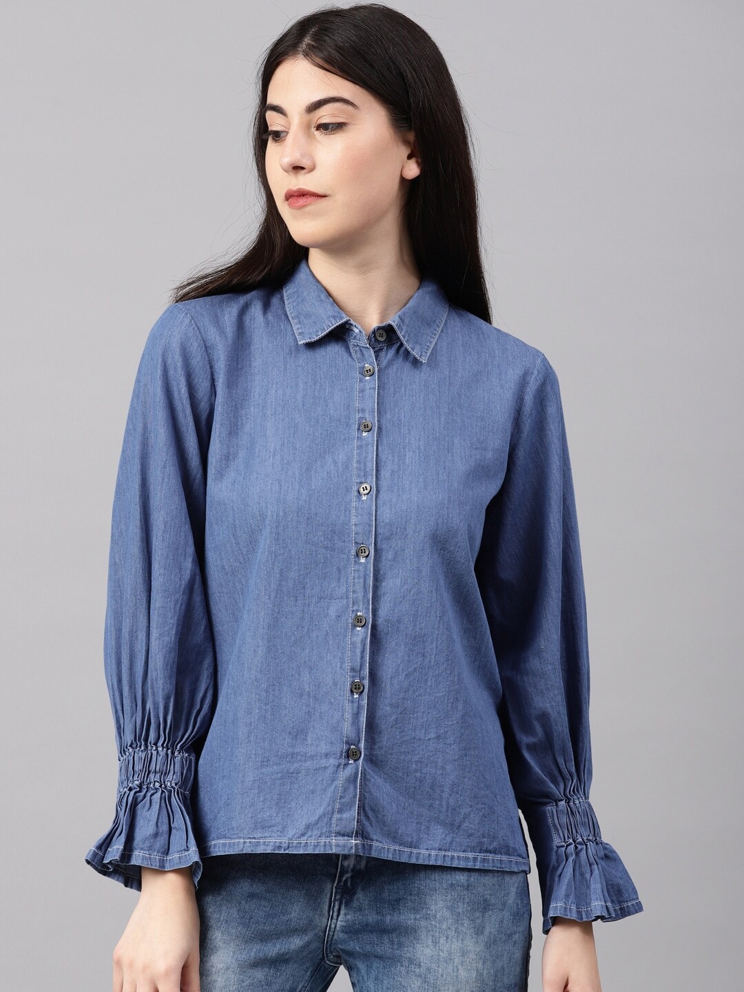

Mast & Harbour Blue Chambray Weave Cotton Casual Shirt