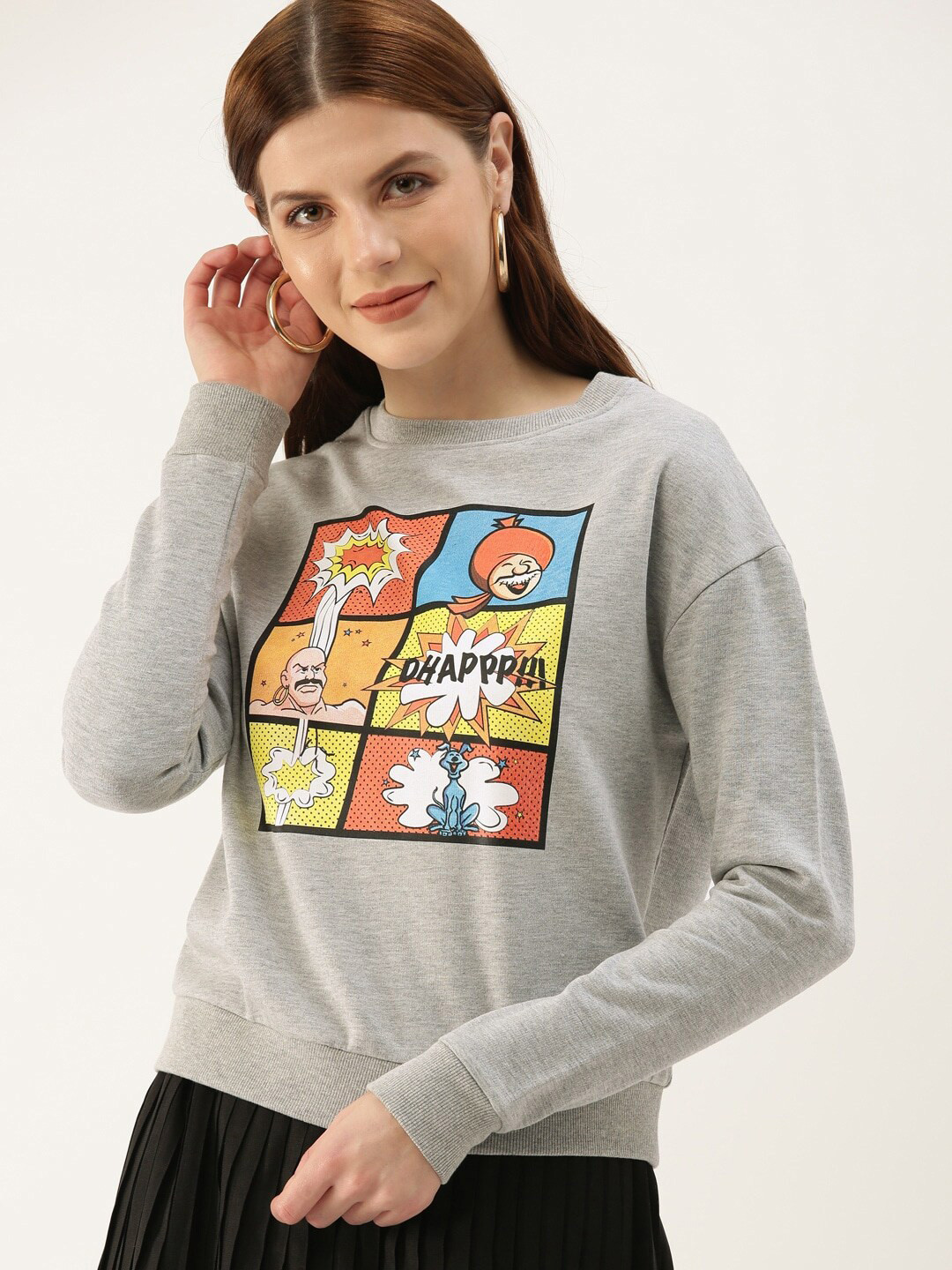 

Mast & Harbour Graphic Printed Sweatshirt, Grey melange