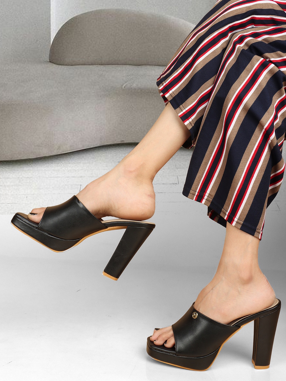 

ELLE Open Toe Platform Heels, Black