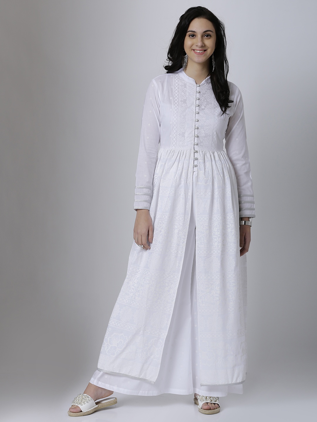 

Vishudh Women White Solid Anarkali Kurta