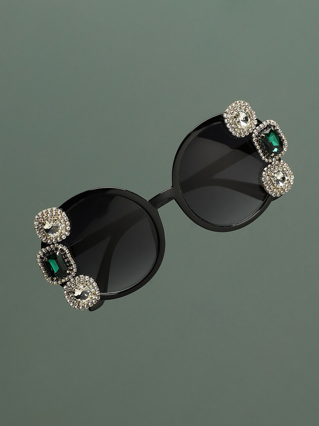 

HAUTE SAUCE by Campus Sutra Women Embellished Round Sunglasses AW23_SOHISG9142, Black
