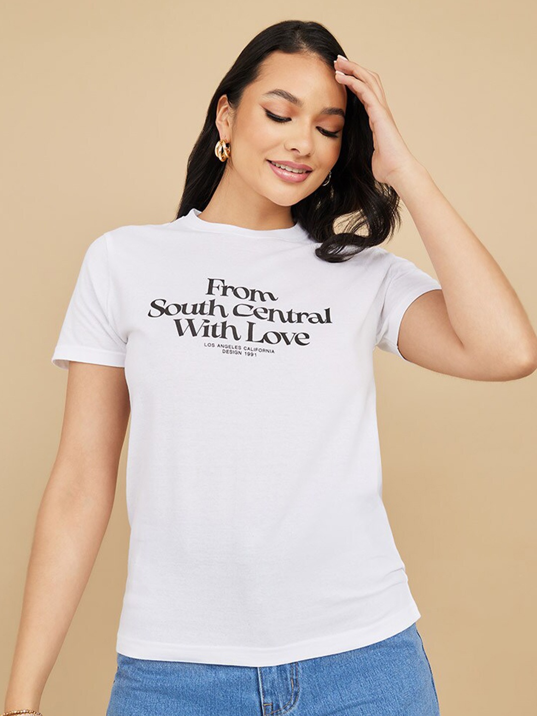 

Styli Typography Printed Cotton T-shirt, White