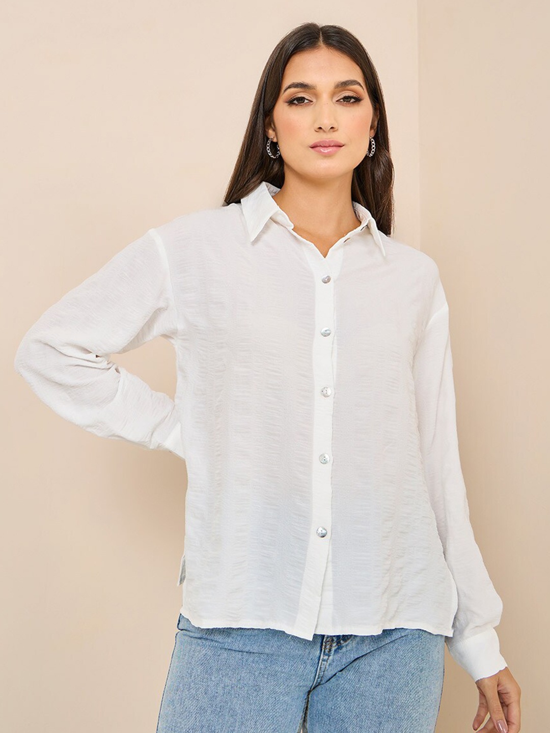 

Styli Women Comfort Regular Fit Casual Shirt, White