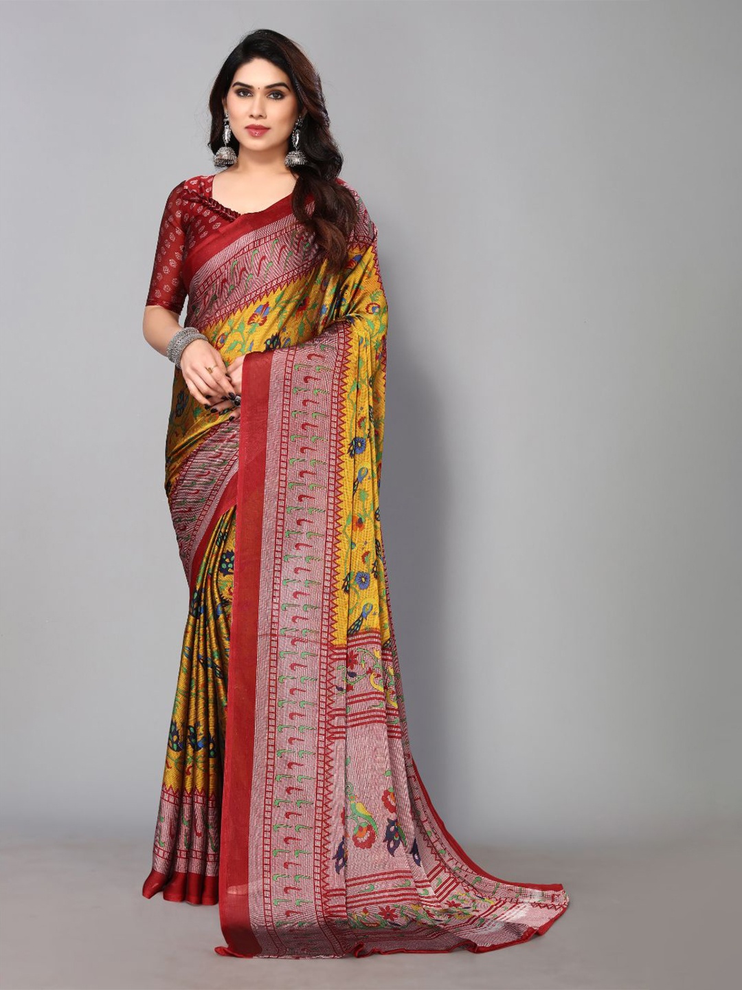 

FABMORA Ethnic Motifs Printed Saree, Mustard