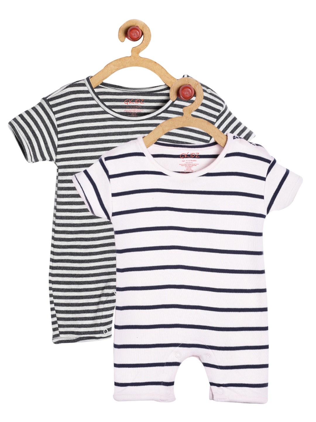 

GKIDZ Kids Unisex Pack of 2 Rompers, Charcoal