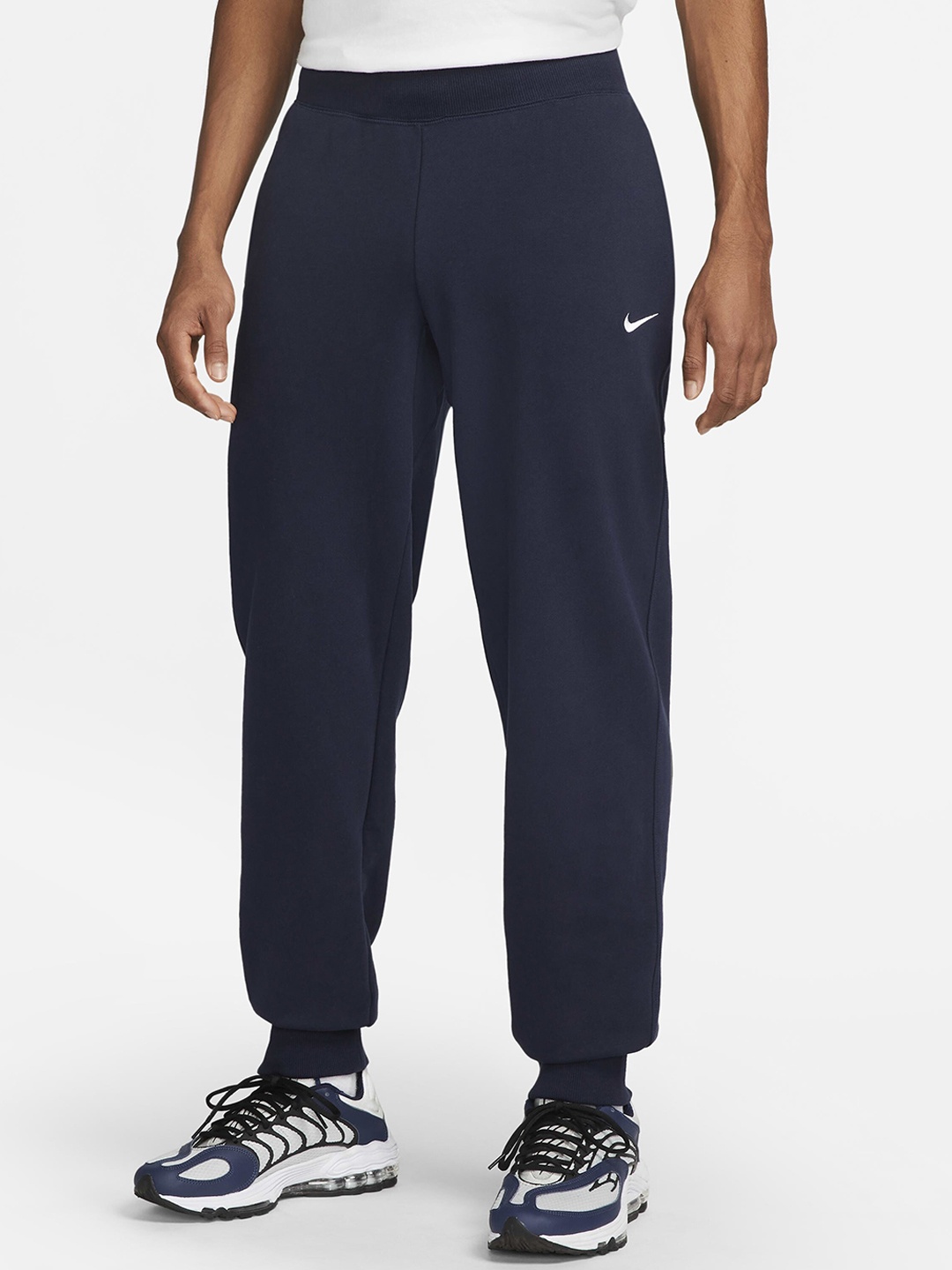 

Nike Men Mid-Rise French Terry Cuffed Cotton Track Pant, Navy blue