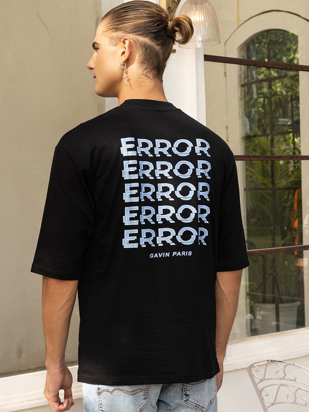 

Gavin Paris Typography Printed Cotton Oversized T-shirt, Black