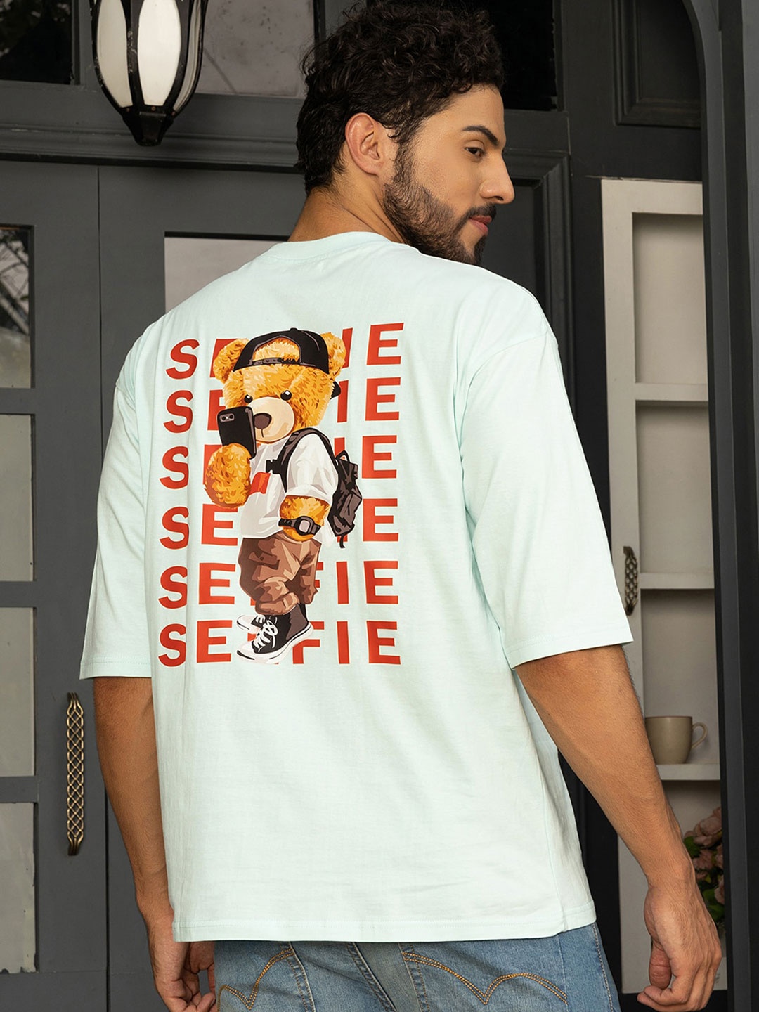 Gavin Paris Graphic Printed Oversized Drop-Shoulder Cotton T-shirt, White
