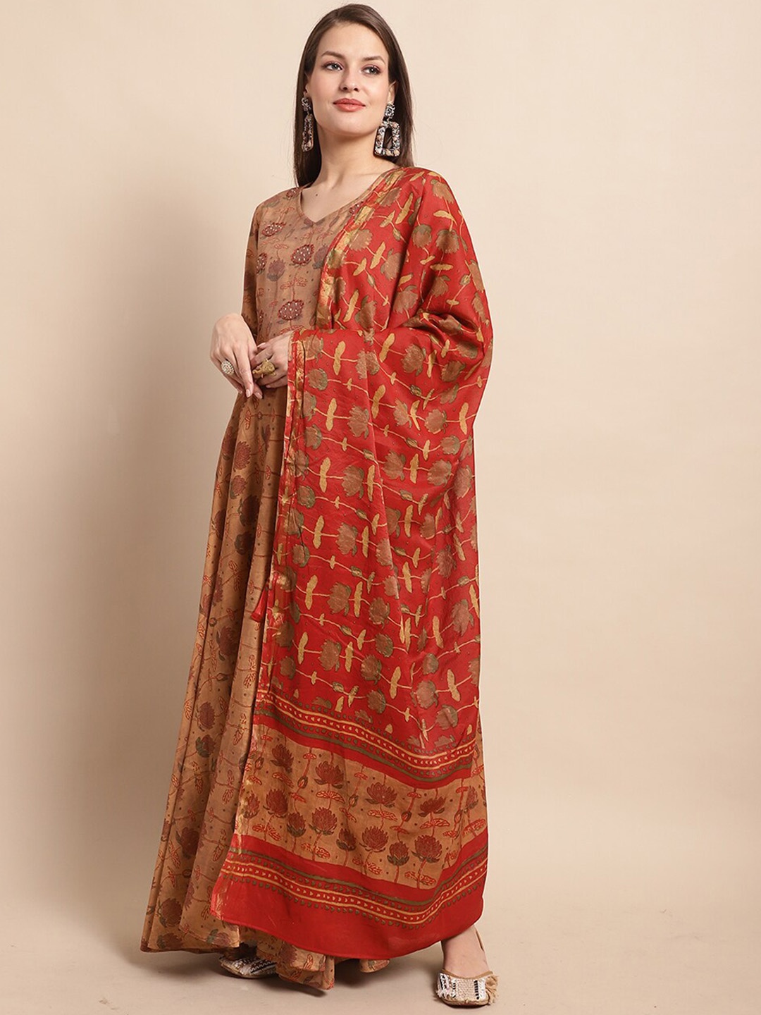 

KALINI Paisley Printed Regular Pure Cotton Kurta with Trousers, Maroon