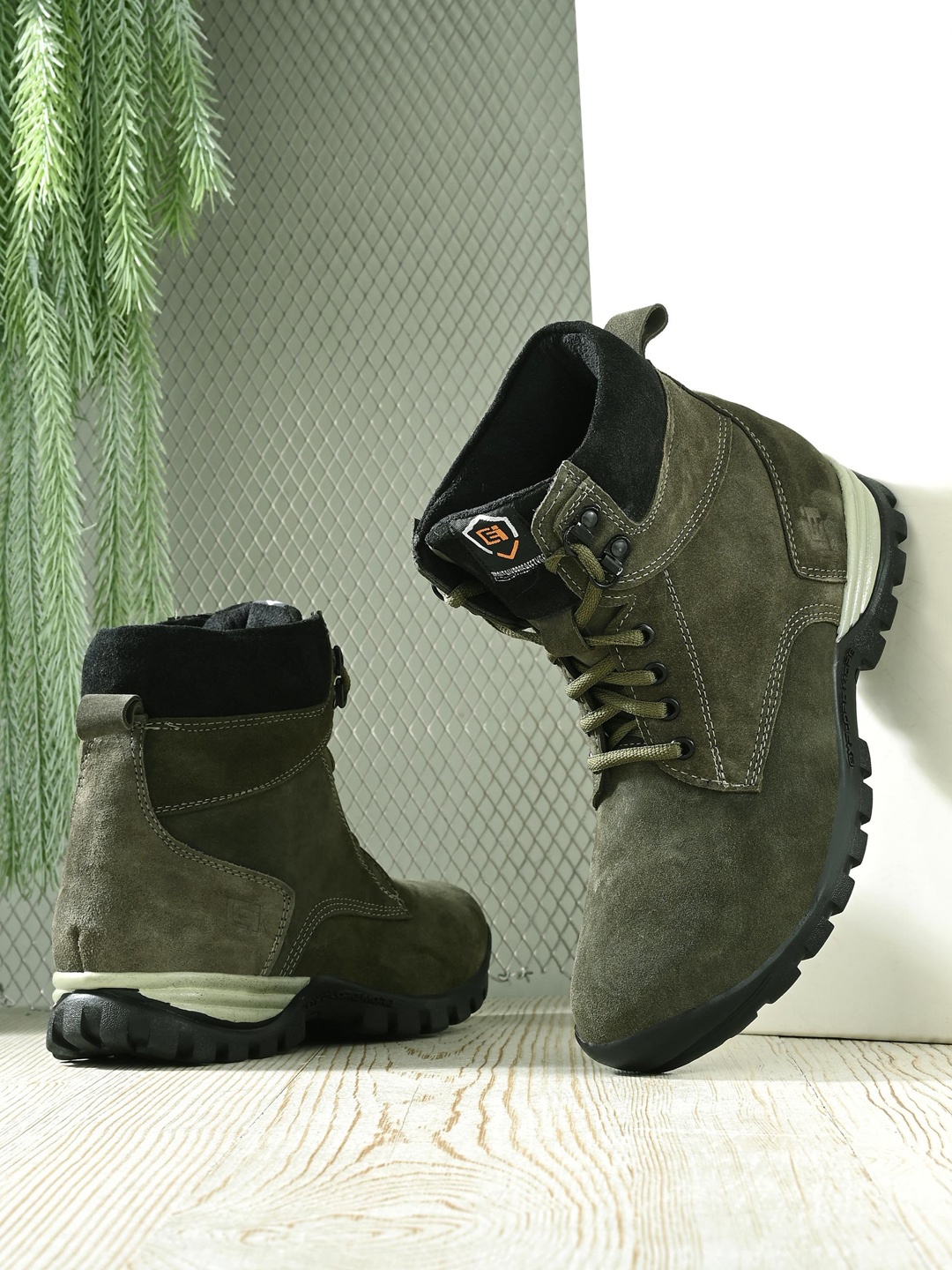 

Eego Italy Men Mid-Top Biker Boots, Green