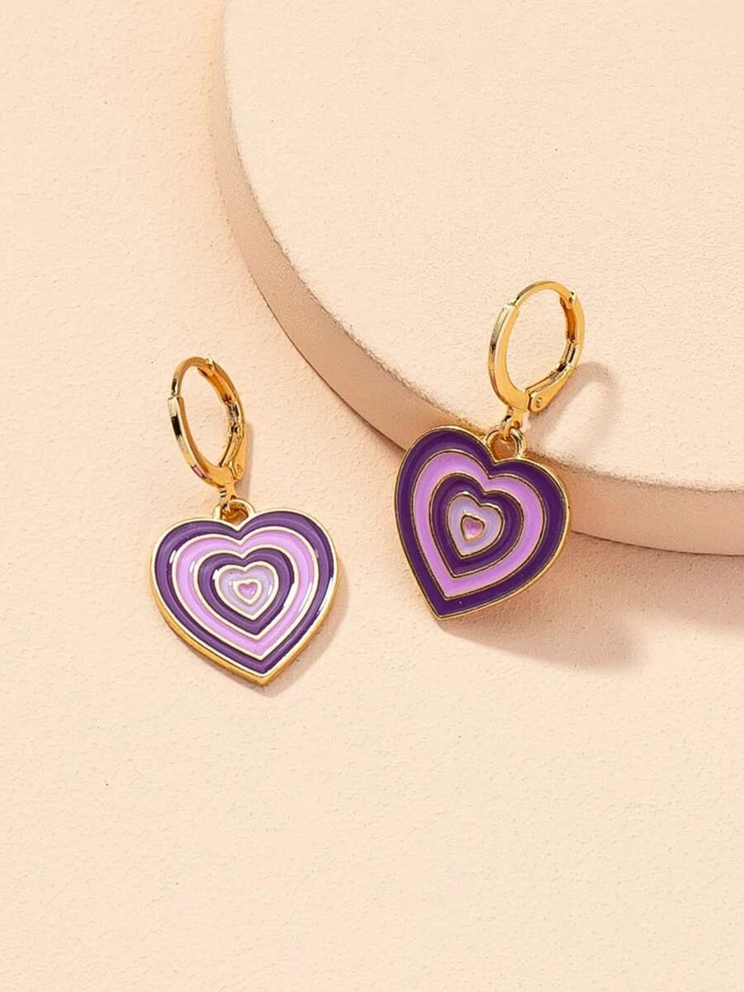 

EL REGALO Heart Shaped Drop Earrings, Purple