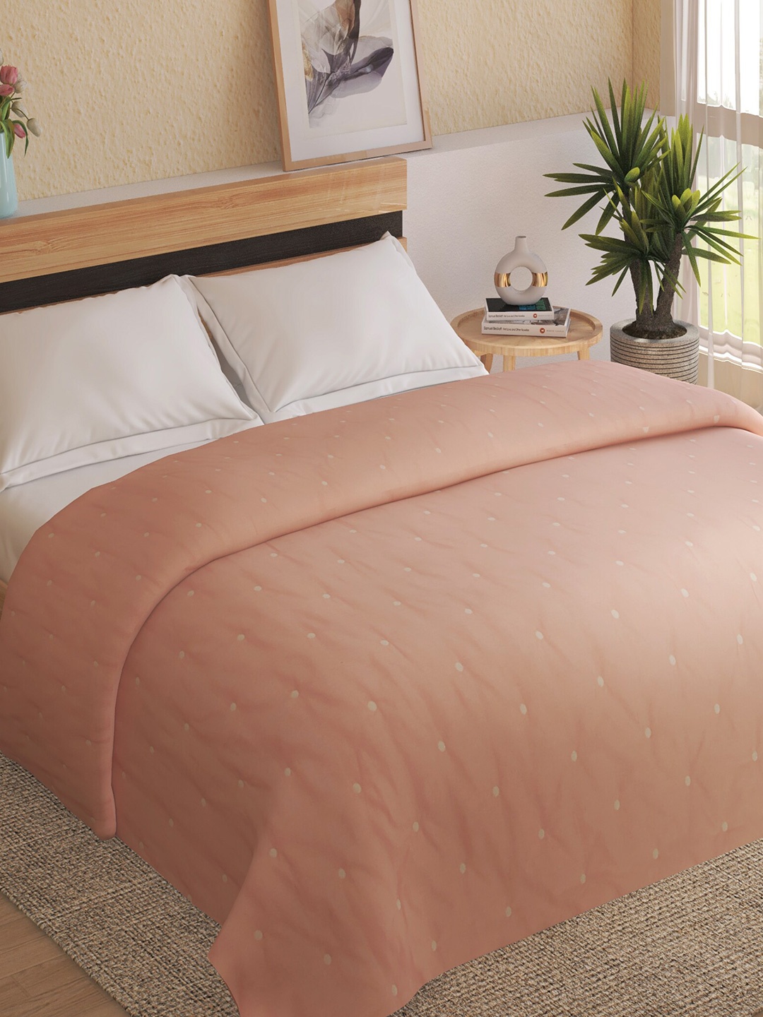 

Home Centre Peach-Coloured Summer 110 GSM Double Bed Quilt