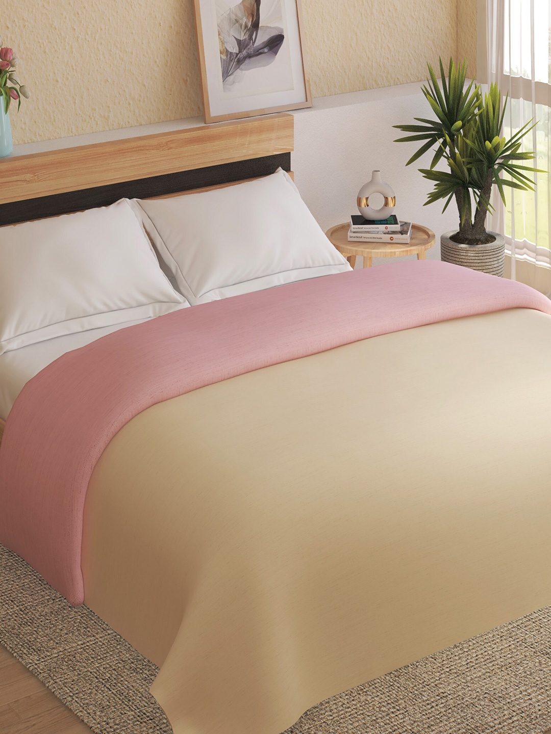 

Home Centre Beige & Pink Summer 110 GSM Double Bed Comforter