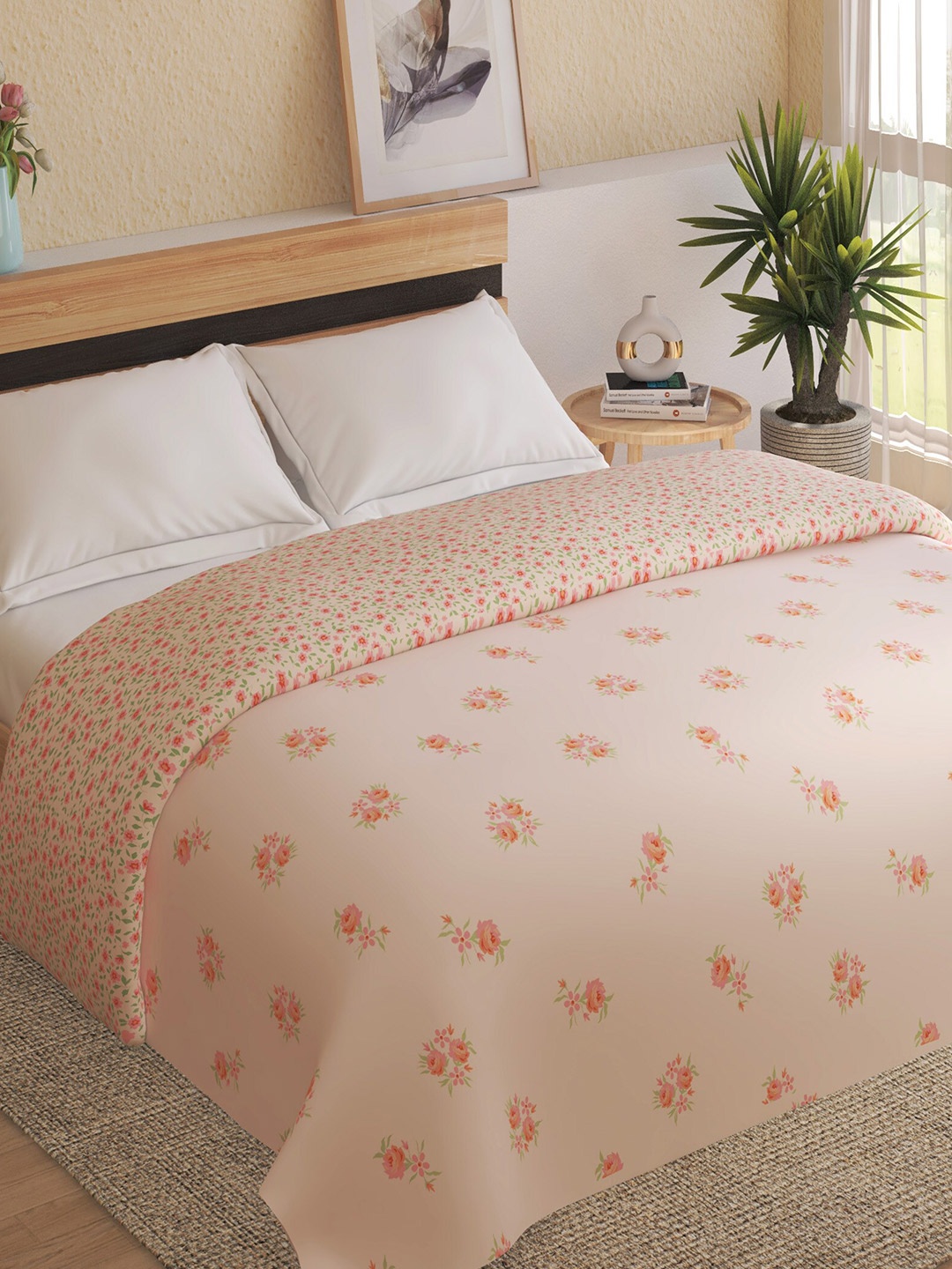 

Home Centre Pink Floral Summer 110 GSM Double Bed Comforter
