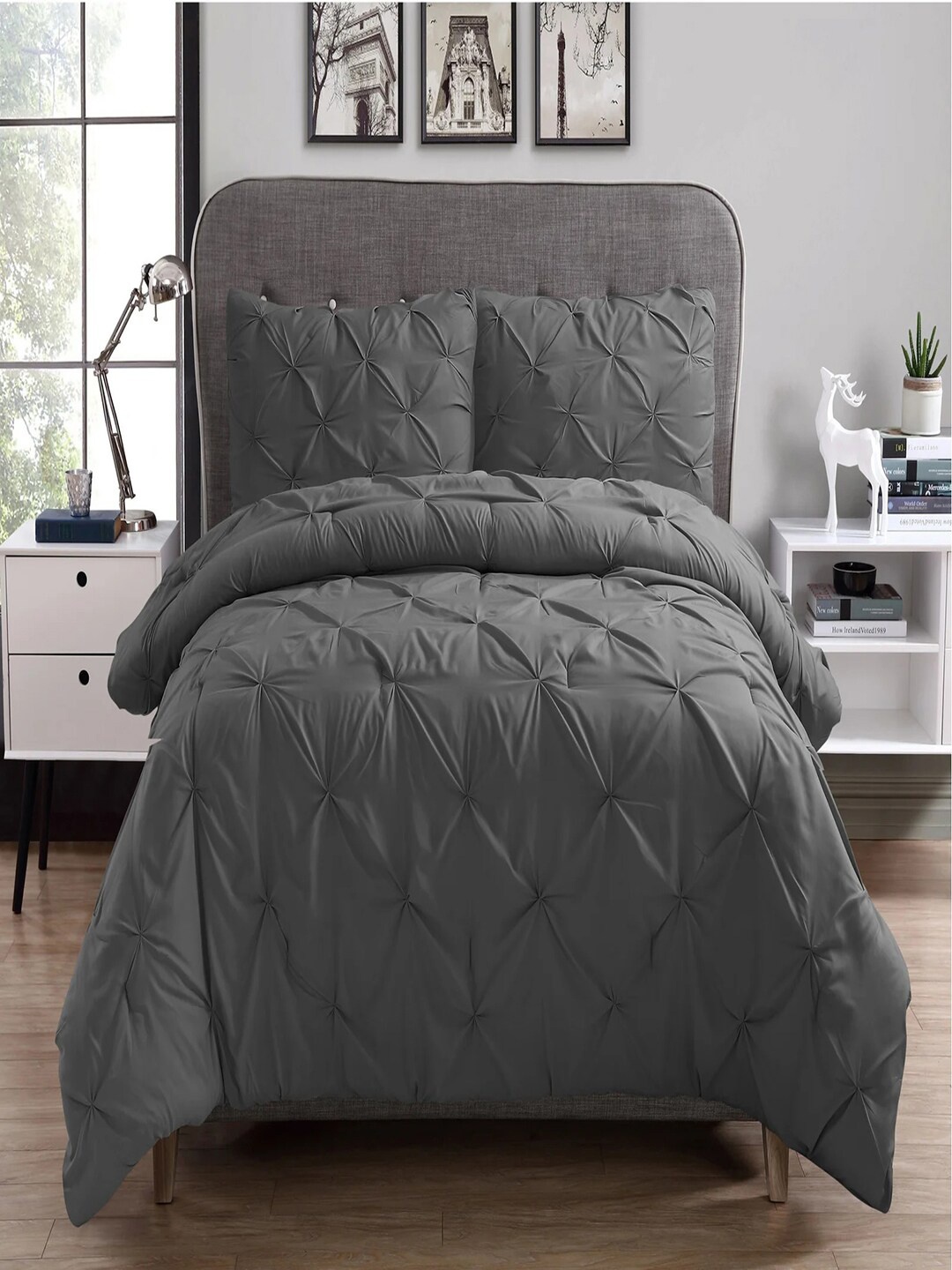 

THE WHITE MOSS Grey Microfiber AC Room 600 GSM Double Bed Comforter