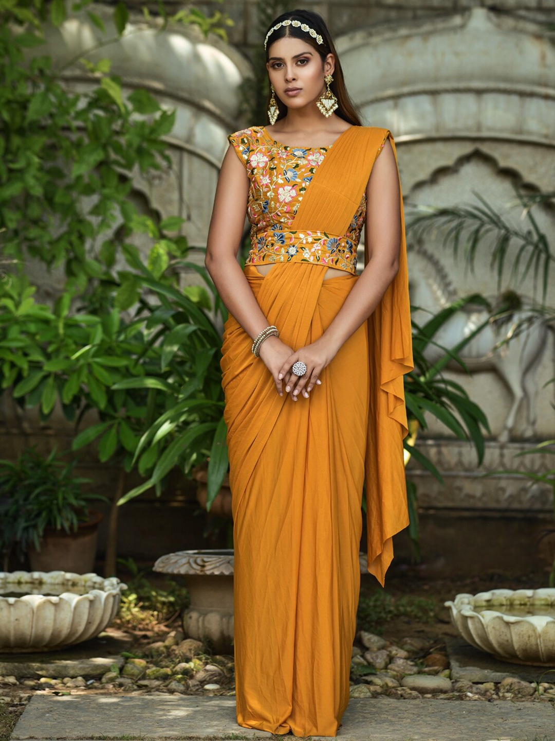 

KALINI Lycra No Border Saree, Yellow