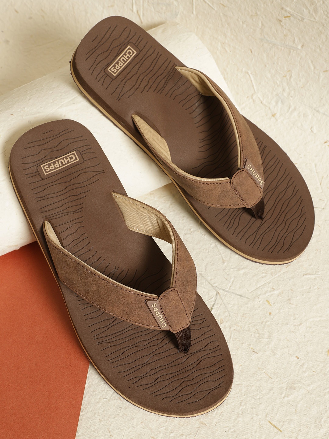 

CHUPPS Men Wyld Solid URO Foam Comfort Thong Flip-Flops, Brown