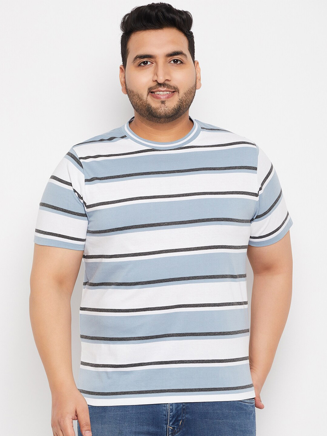 

AUSTIVO Striped Regular Fit Casual T-shirt, Grey