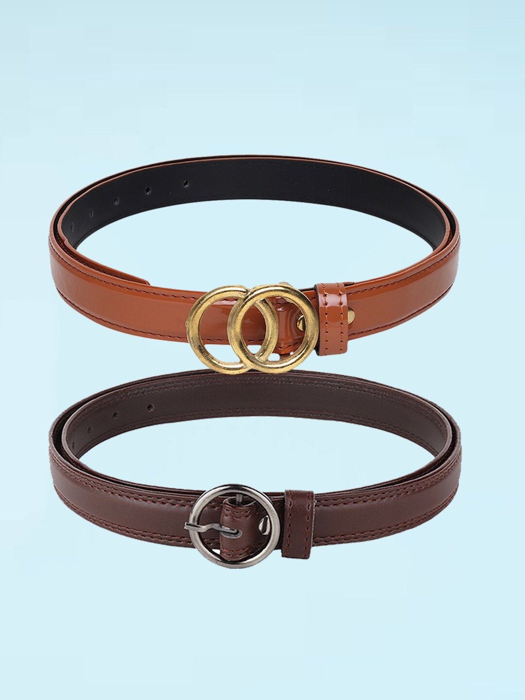 

Swiss Design Women Set of 2 Belt, Brown