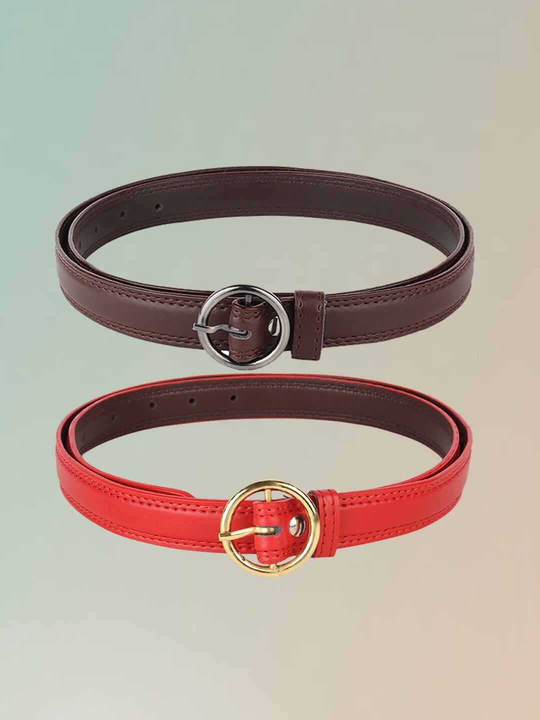 

Swiss Design Women Pack Of 2 Slim Belt, Brown