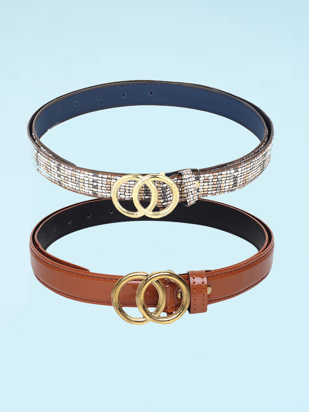 

Swiss Design Women Pack Of 2 Slim Belt, Brown