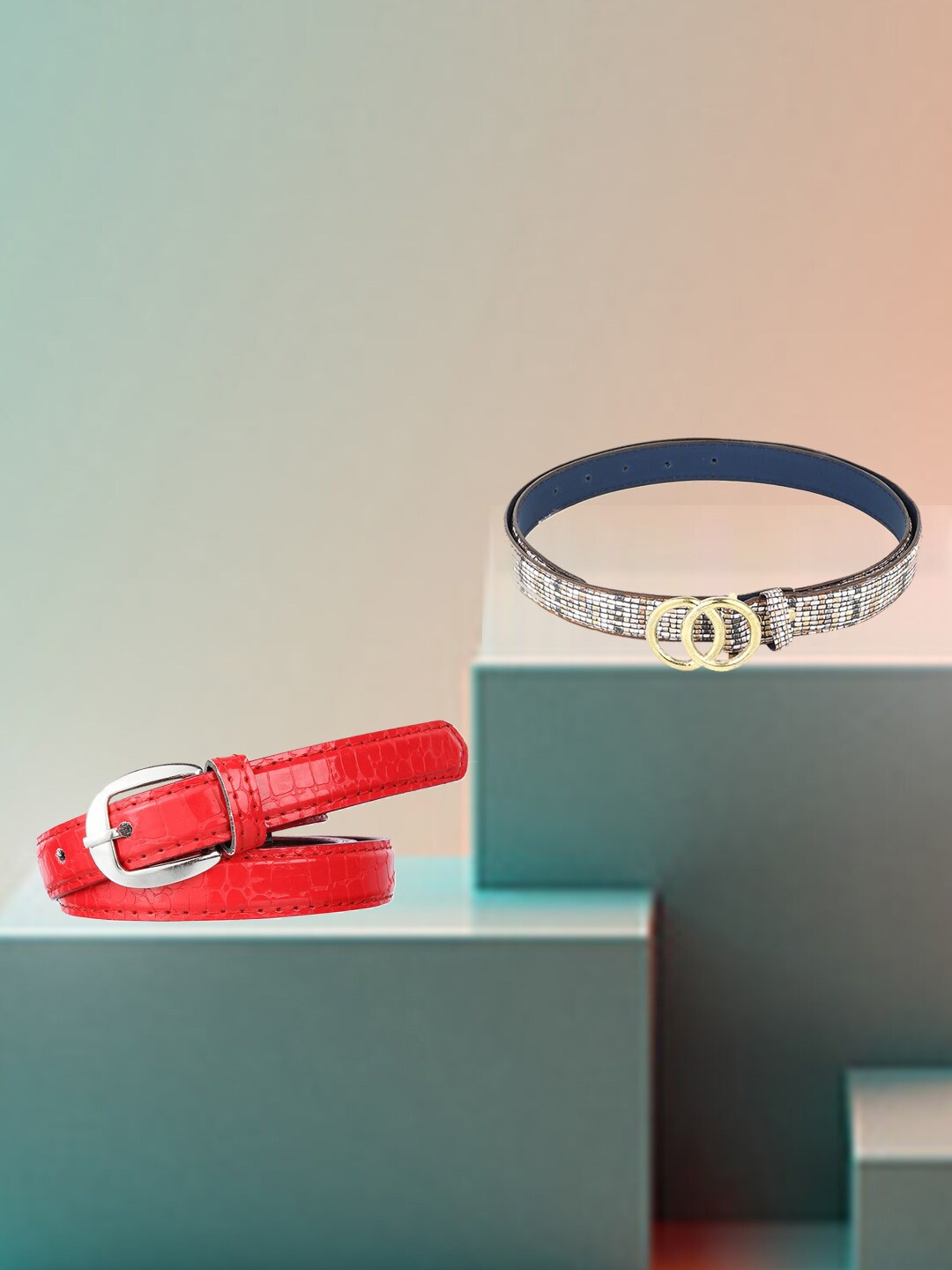 

Swiss Design Women Pack Of 2 Belt, Red