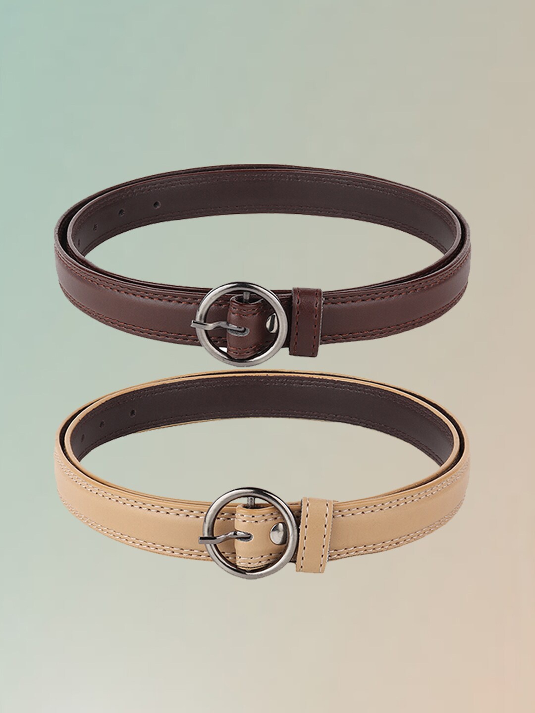 

Swiss Design Women Set of 2 Casual Belts, Brown
