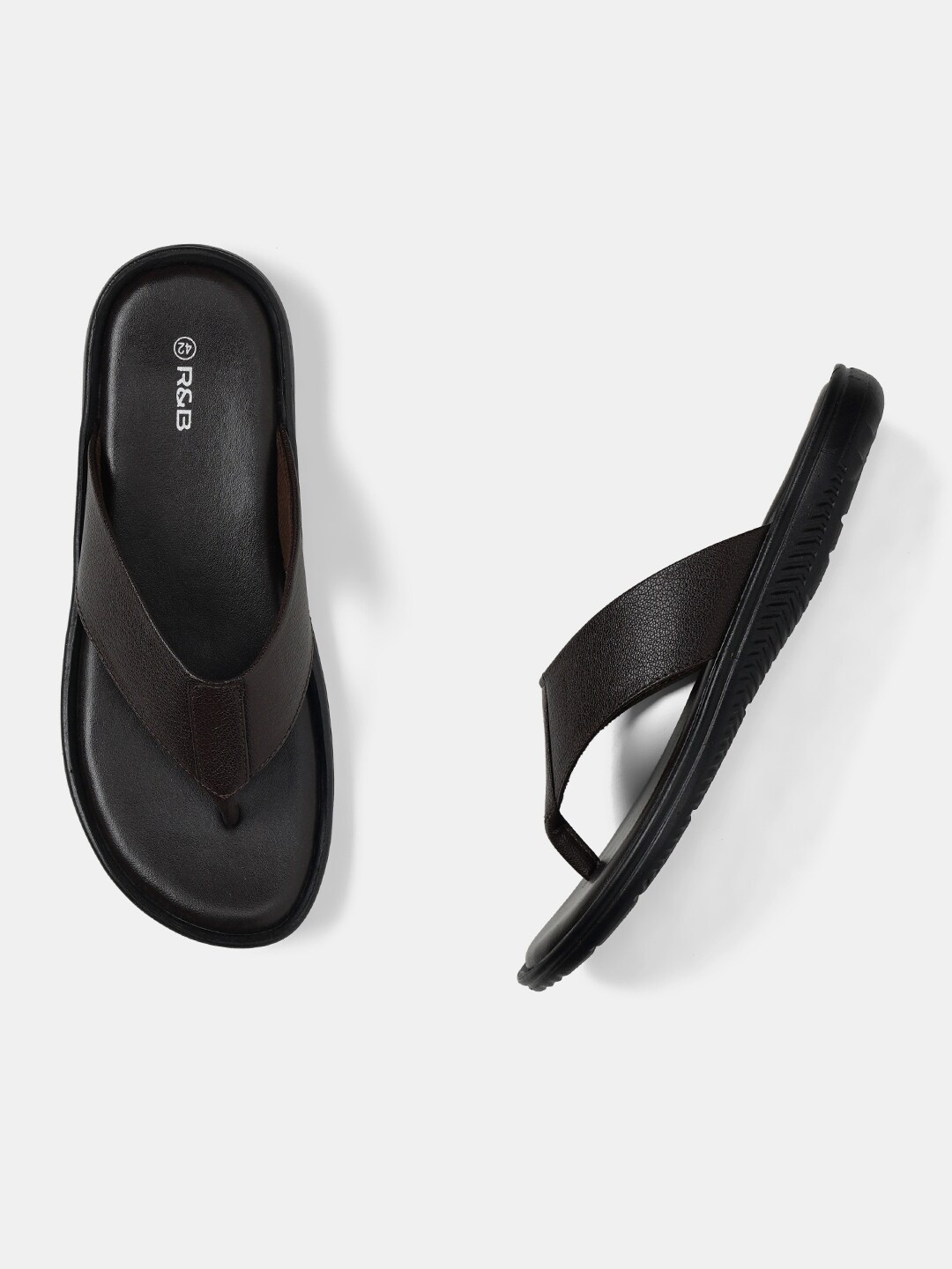 

R&B Men Brown Rubber Thong Flip-Flops