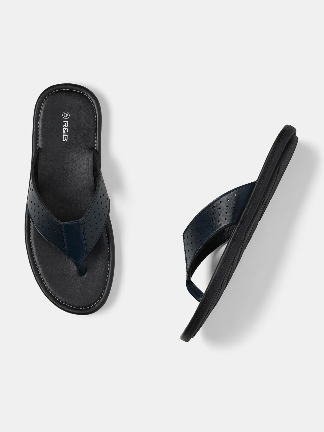 

R&B Men Navy Blue Rubber Thong Flip-Flops