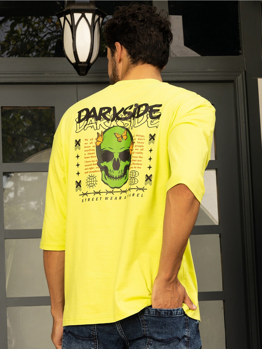 

Gavin Paris Typography Printed Drop-Shoulder Oversized Cotton T-shirt, Yellow
